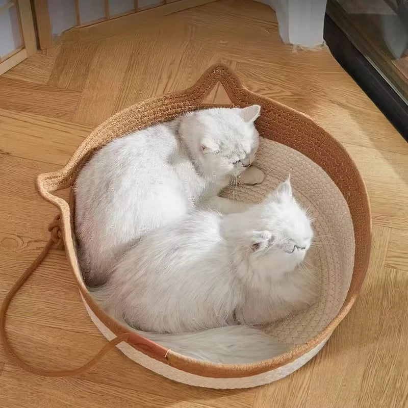 La Corbeille Tressée Sleepy Buddy — panier en corde de coton pour chat