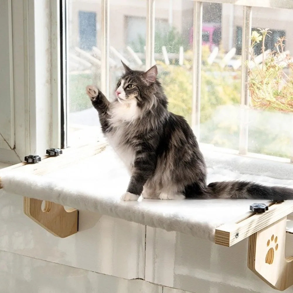 Le Belvédère Sleepy Buddy — hamac de fenêtre en bois pour chat