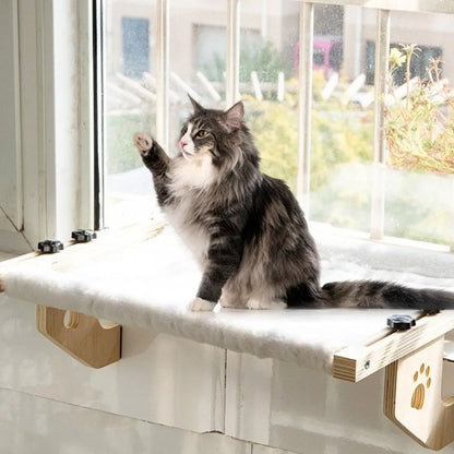 Le Belvédère Sleepy Buddy — hamac de fenêtre en bois pour chat