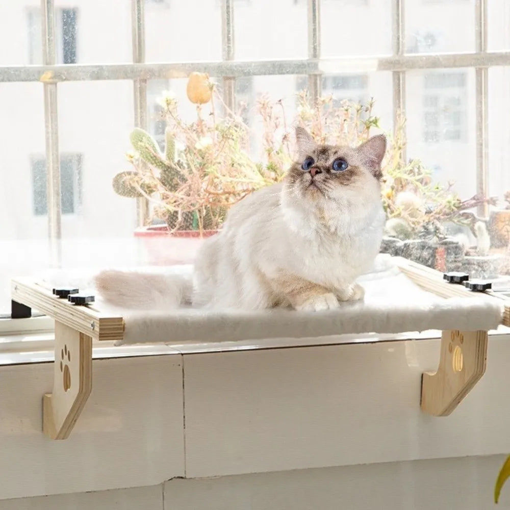 Le Belvédère Sleepy Buddy — hamac de fenêtre en bois pour chat