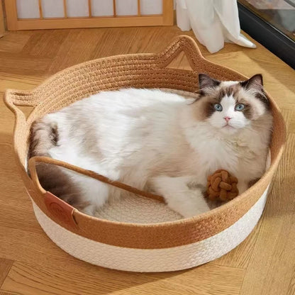 La Corbeille Tressée Sleepy Buddy — panier en corde de coton pour chat