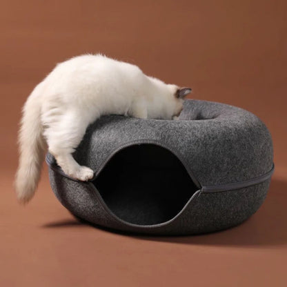 Le Tunnel Feutré Sleepy Buddy — donut en feutre 2 en 1 pour chat