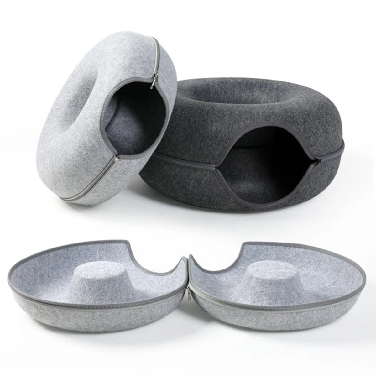 Le Tunnel Feutré Sleepy Buddy — donut en feutre 2 en 1 pour chat