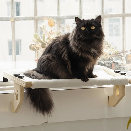Le Belvédère Sleepy Buddy — hamac de fenêtre en bois pour chat