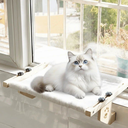 Le Belvédère Sleepy Buddy — hamac de fenêtre en bois pour chat