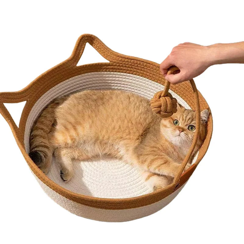 La Corbeille Tressée Sleepy Buddy — panier en corde de coton pour chat