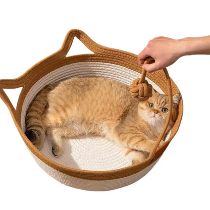 La Corbeille Tressée Sleepy Buddy — panier en corde de coton pour chat