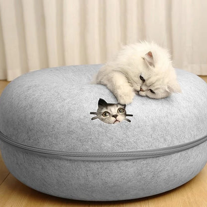 Le Tunnel Feutré Sleepy Buddy — donut en feutre 2 en 1 pour chat