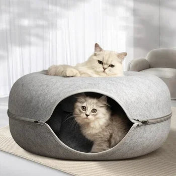 Le Tunnel Feutré Sleepy Buddy — donut en feutre 2 en 1 pour chat